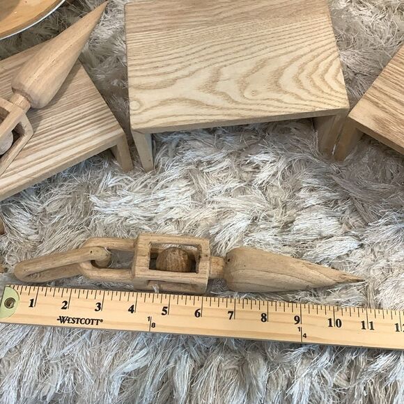 Bundle Of 5 Handcrafted Raw And Unfinished Wooden Accent Decor Pieces - Picture 11 of 17